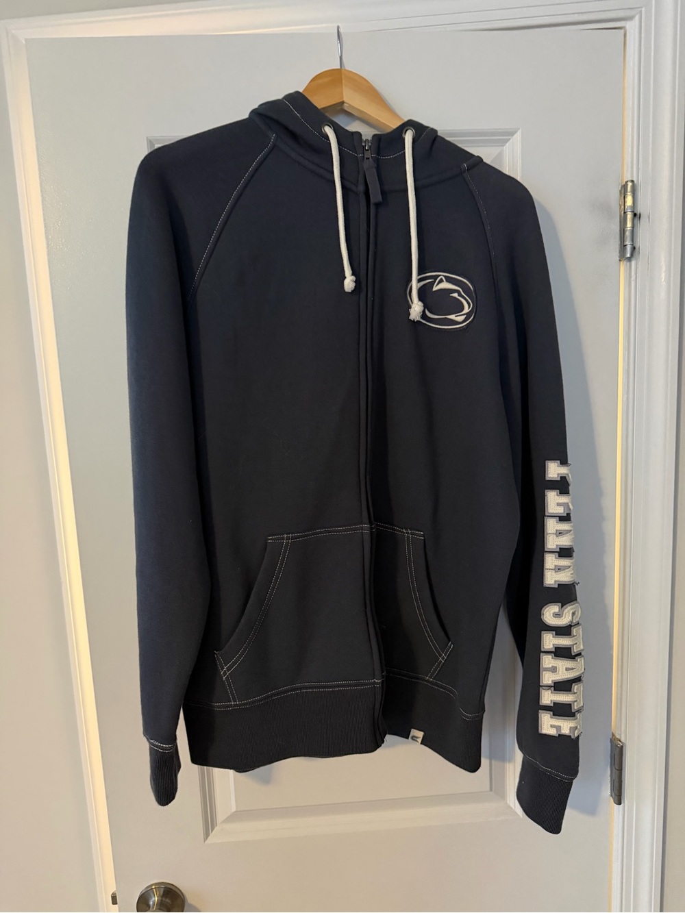 Colosseum Navy Penn State Zip Hoodie with White Drawstrings